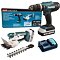 MAKITA DK18B56Y aku súprava vŕtačka HP488D + nožnice na trávu UM110D Li-Ion 18V/2*1,5Ah, typ G