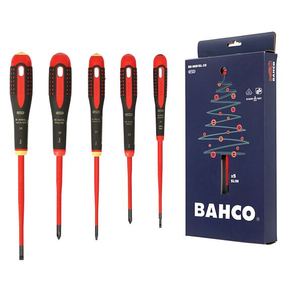 BAHCO BE-9881SL-XE súprava ergonomických izolovaných skrutkovačov ERGO SLIM VDE PL+PH, vianočné bale