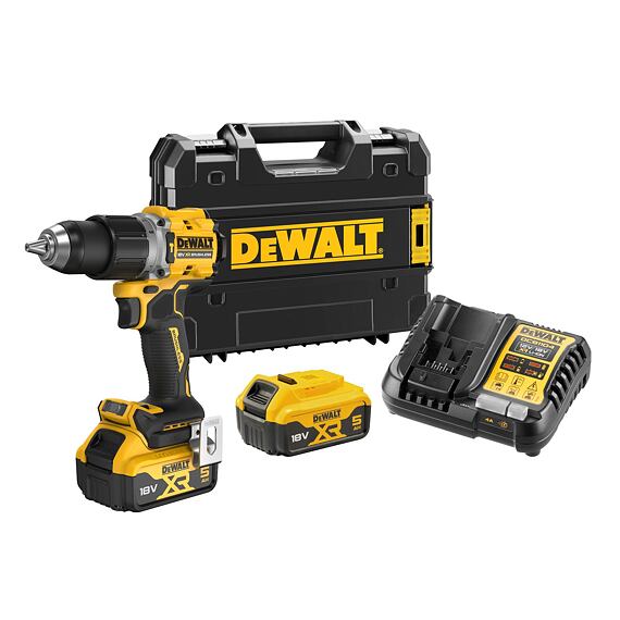 DeWalt DCD805P2T aku bezuhlíková příklepová vrtačka 18V/2*5Ah 90Nm, kufr TSTAK