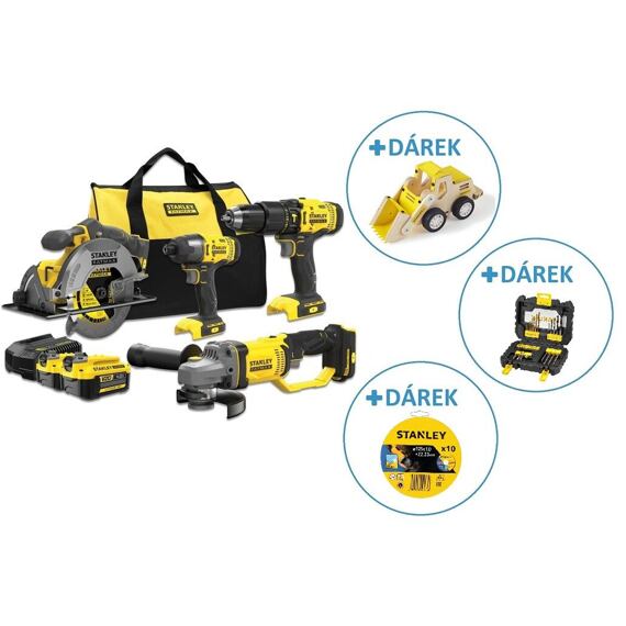 STANLEY SFMCK469M2 aku súprava 18V, FATMAX V20, 4*stroj + 2*aku 18V/4Ah, textilná brašna