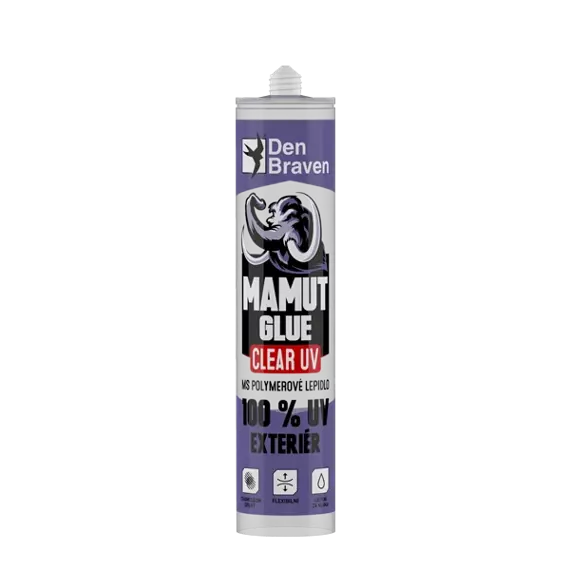 DEN BRAVEN Mamut Glue CLEAR UV, MS polymér lepidlo pre exteriér, 290ml, transparent, 51933BD